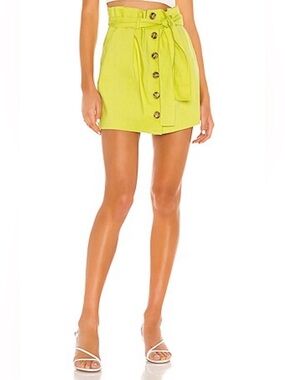REVOLVE Lovers + Friends Lime Green Button-Front Tie-Waist Skirt XXS